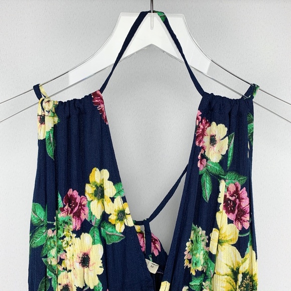 Navy Floral Print Strappy Open Back Maxi D… - Picture 8 of 9